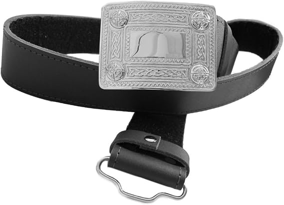 Tartanista Mens Black Kilt Belt & Buckle Size 3XL 58" - 62" (147-158cm)