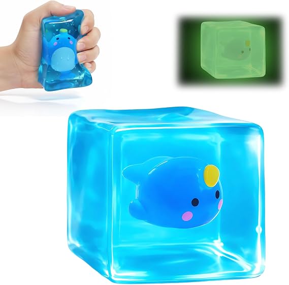 Ice Cube Squishy Fidget Set – Novelty Squishy Cube Stress Relief Sensory, Soft Squishy Cube for Anxiety Focus, Portable Stress Balls Alternative for Office Home