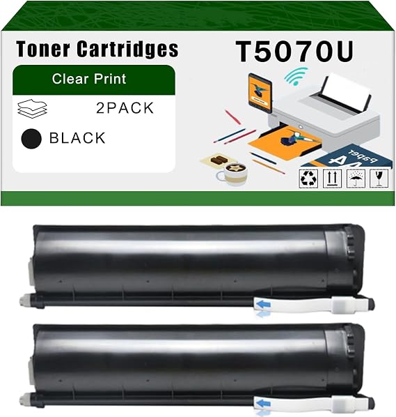 Compatible for Toshiba T5070U Toner Cartridges E Studio 207L 257 307 Printers, High Yield 46600 Pages Bright Clear Colors (2-Pack Black)