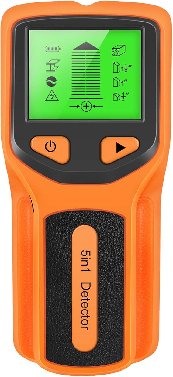Stud Finder Wall Scanner, 5 in 1 Electronic Stud with LCD Display for Wood Metal and AC Wire Detection (Yellow)