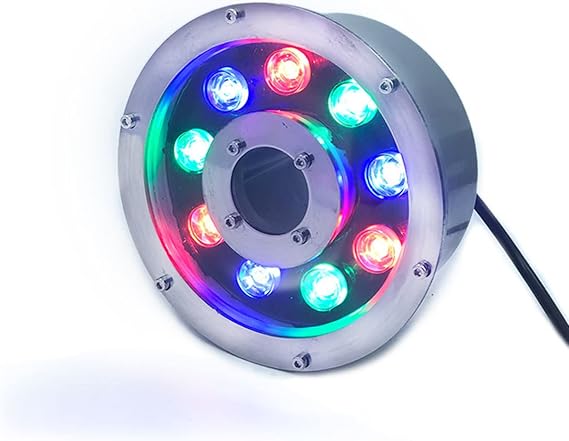 Underwater Pond Light Ring Fountain Light RGB Colorful Color Changing Pool Lights IP68 Waterproof Stainless Steel Led Submersible Light for Aquarium Waterfall Decorate Lights