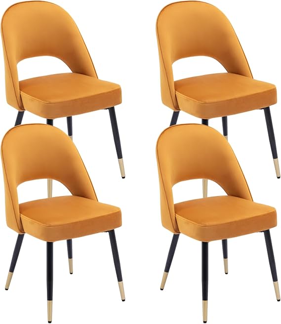 Ya-Home Esszimmerstühle 4er Set Küchenstuhl aus Samt Gelb