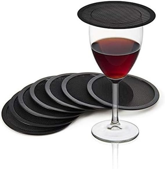 Gourmet Basics by Mikasa Outdoor Drink Covers with Bug Screen, Set of 8, Black