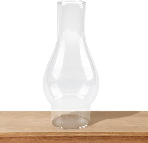 Small Oil Lamp Chimney, 6.5 Inch Long Chimney Transparent Glass Shade for 2 Inch Base Clear Hurricane Kerosene Lamp Replacement (Small Flat Style)