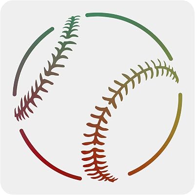 FINGERINSPIRE Large Sports Stencil 12x1230x30cm Reusable Baseball Stencil Template White Plastic Painting Stencils for DIY Crafts Projects Square