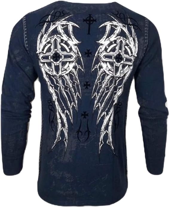 Xtreme Couture by Affliction Men Thermal T-Shirt Darker Side Biker MMA Gym $58 (2XL) Navy