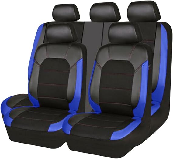 9 Pcs Car Seat Covers Full Set for Nissan Qashqai II J11 2013 2014 2015 2016 2017 2018 2019 2020 2021, Leather Seat and Headrest Covers Side Airbag Compatible 5-seater Accessories,D Blue