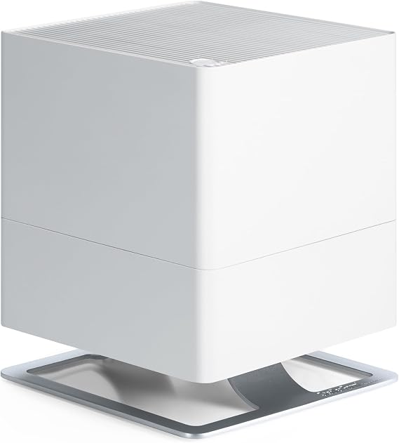 Stadler Form humidifier Oskar, very quiet, large rooms up to 540 sq. ft. | Energy-saving device, evaporator with automatic switch-off and night mode, dimmable LEDs, for bedroom, white