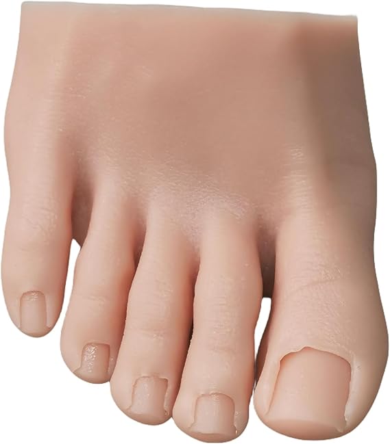 Silicone Foot Model Medium Skin Realistic Natural Nail Art Training Finger Foot Display Manicure Practice Feet (Right)