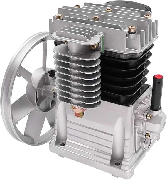 10Bar 3HP Air Compressor Pump Head Piston Compressor with 2 Cylinders Belt Pulley 2065-420L Low Noise 960RPM Cylinder Piston Style Air Compressor Pump Head Air Tool