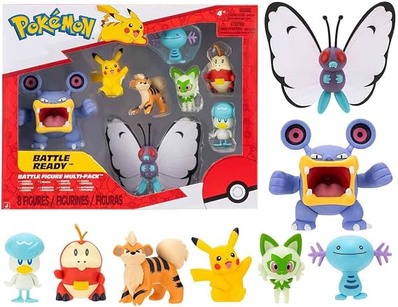 Pokémon Savaş Figürü Çoklu Paket PKW4100 (8PK: Pikachu #7, Fuecoco, Quaxly, Sprigatito, Wooper, Growlite, Butterfree, Loudred)