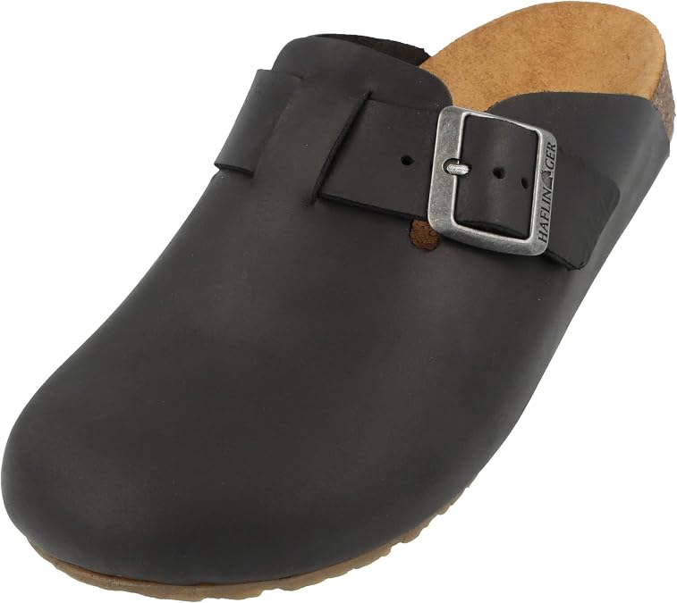 HAFLINGER Porto Elegant Clog Leather Rubber Sole and Cork Latex Footbed Slippers Unisex