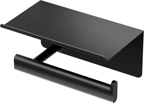 Gatco 1422MX Elevate Toilet Paper Holder with Mobile Shelf, Matte Black