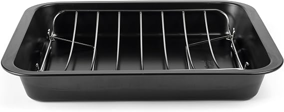 Russell Hobbs Everyday Roaster & Rack - Carbon Steel Roasting Tray Stainless Steel Rack Easy to Clean Non-Stick Coating Heavy Duty Oven Safe up to 220°C for Meat & Vegetables 40.9 x 31.8 cm