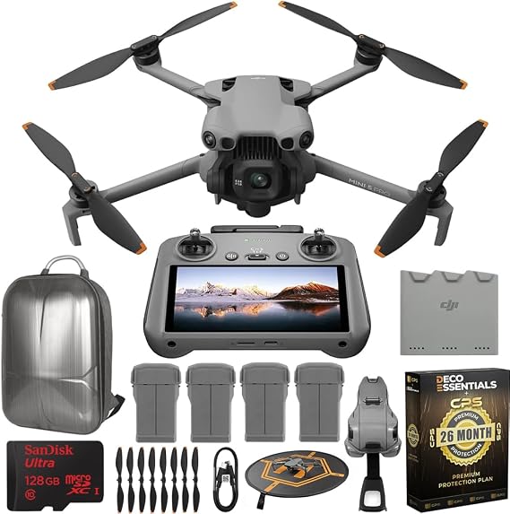 DJI Mini 5 Pro Drone Fly More Combo with RC 2, 1" CMOS Sensor, 4K Video, Obstacle Sensing, 4 Battery Bundle with Deco Essentials CPS Exclusive 26 Month Protection Pack and Accessories Kit