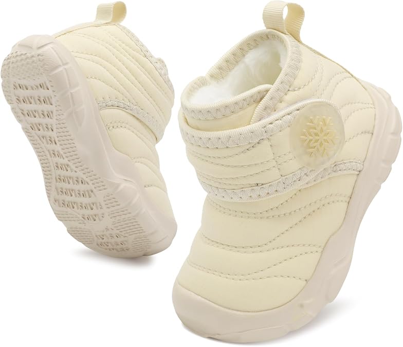 Barefoot Baby Boys Girls Boots Warm Winter House Shoes for Toddler Girls Boys Waterproof Fleece Kids Snow Boots Faux Fur Infant Booties Walking Shoes for Indoor Outdoor