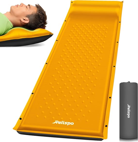 Self-Inflating Sleeping Pad with Built-in Pillow, 8R-Value 4 Season