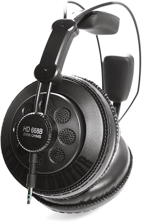 Superlux HD668B Semi-Open Reference Monitor Headphones 50mm Neodymium Drivers, Wide 1030kHz Response, Precise Imaging & Detail, Detachable Single-Sided Cables for Mixing & Monitoring, Black