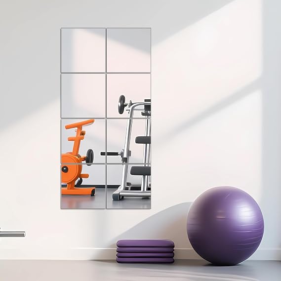 Full Length Mirror Tiles, 12" x 12" x 8PCS Frameless Wall Mounted Mirror