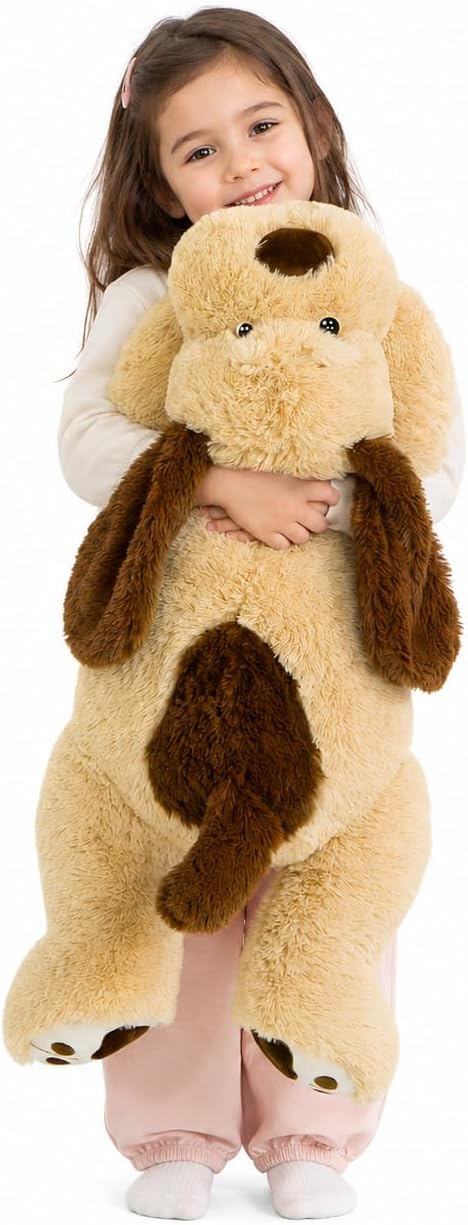 MorisMos Giant Dog Stuffed Animal, 31 Inch Large Dog Plush Pillow | Big Stuffed Dog Puppy Plush, Giant Stuffed Animal Gift for Kids, Girls, Boys, Brown