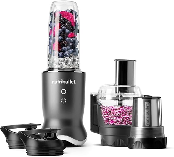 nutribullet Ultra Plus + Blender in Graphite - Powerful 1200W Motor Base & Rapid Extractor Blade - Easily Blends Frozen Fruit, Nuts & Ice - With 900ml Cup