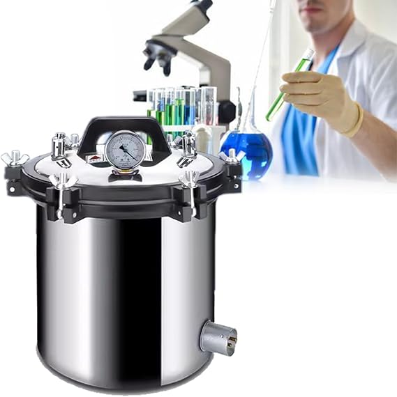 Portable Steam Autoclave Sterilizer - High Pressure Sterilization Device for Medical, Dental, and Laboratory Equipment - Stainless Steel Construction