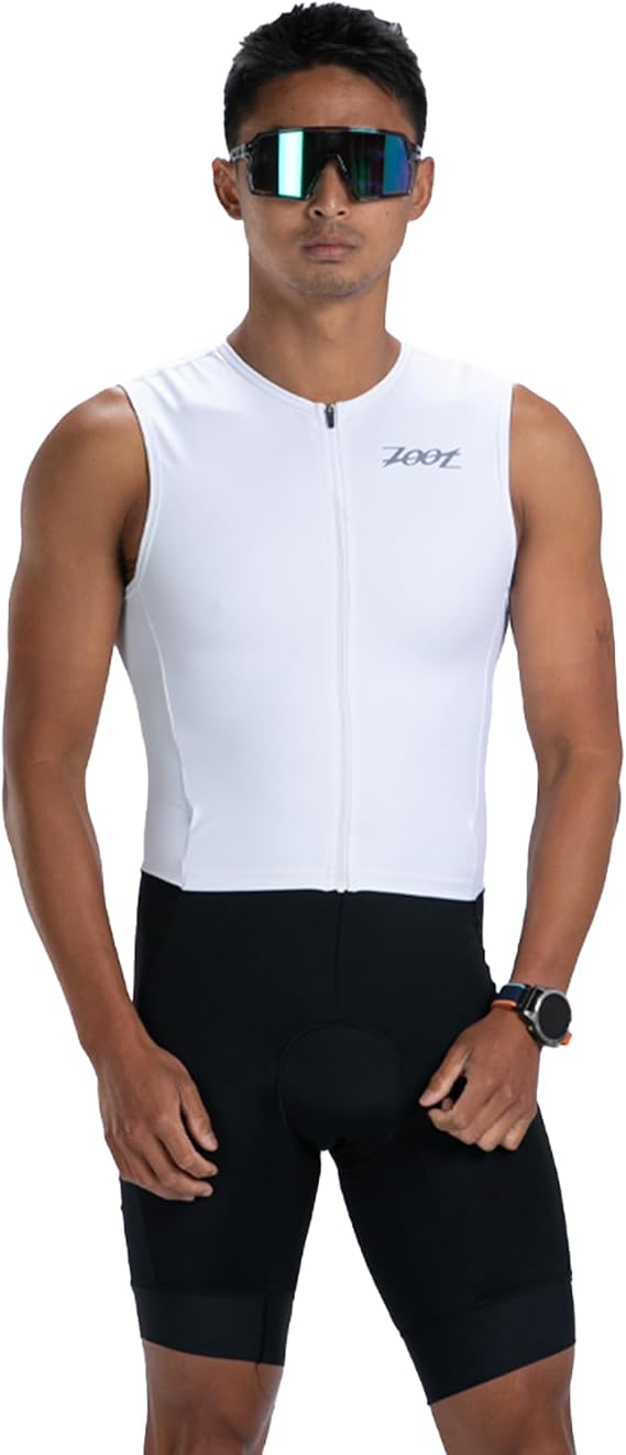 Zoot Men's Core Tri Sleeveless Full-Zip Racesuit | Quick-Dry Sleeveless Triathlon Suit with Chamois & Race Storage