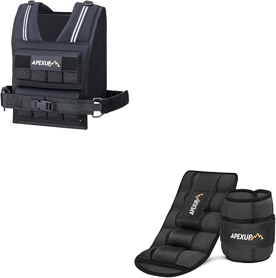 APEXUP Adjustable Weighted Vest (40lbs) + 10lbs/Pair Adjustable Ankle Weights