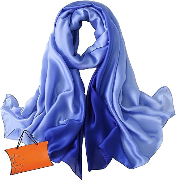 ZMC Long Silk Feeling Scarf 70 * 35", Gradient Scarf Sun-proof Shawl Wrap Headscarf for Women Spring Summer
