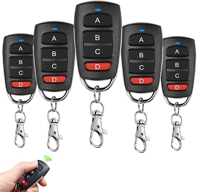5PCS Universal Duplicator Remote Garage Door Remote, 433.92 Mhz Remote for Gate, Remote Control Key Fob, Replacement Garage Door Electric Gate, Cloning Remote Control Keychain