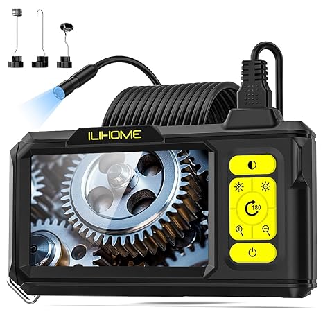 Borescope Camera with Light, 1080P HD Endoscope with 8 Adjustable LEDs, 4.3" Inspection Camera with 16.4ft Semi-Rigid Cable, 8mm IP67 Waterproof Lens-Father's Day Gift&Cool Gadgets for Men