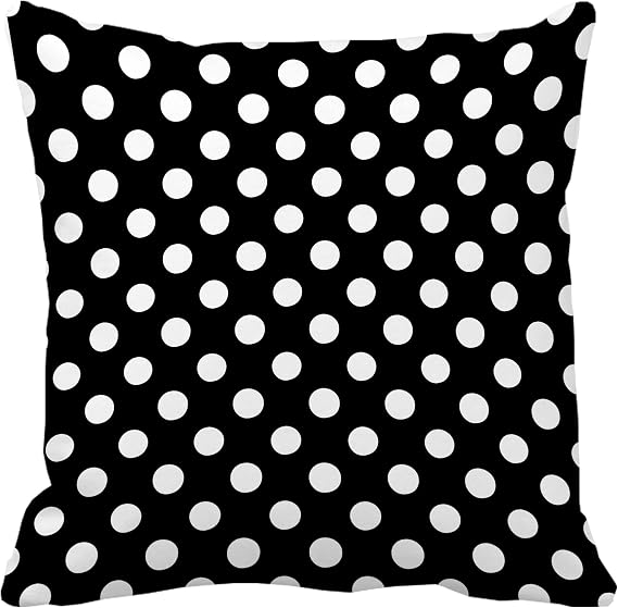 Leaveland Black and White Polka Dot 16x16 Inch Throw Pillow Cover Decorative Soft Cotton Polyester Square Cushion Case Fall Autumn Winter Christmas Home Decor Sofa Standard Size Accent Pillowcase Sham