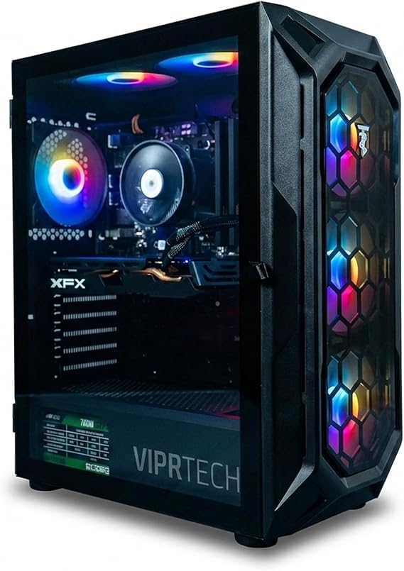 ViprTech Ghost Gaming PC, Ryzen 7, RX 580 8GB, 16GB/500GB SSD, Onyx Black