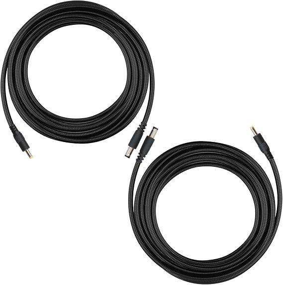 Chewproof Power Cable for Solar Panel Connector, 5.5x2.1 to 4.0x1.7 Male DC Plug, Compatible with Tactacam Reveal,Stealth Cam, Moultrie & Muddy Trail Cameras, 79in/2m Length, 2 Pack