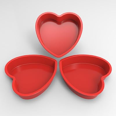 SILIVO Silicone Heart Shaped Cake Pans 3 Pack - 9 Inch Nonstick Heart Cake Molds for Cakes and Brownies