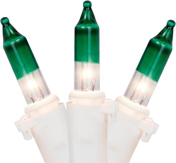 Northlight Mini Christmas Light Set - Clear with Green Tips - 20.25' White Wire - 100ct