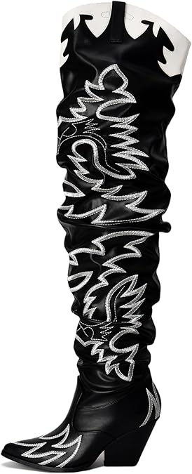 Cape Robbin Women's Western Thigh High Over The Knee Cowboy Cowgirl Boots - Chunky Block Heel Fashion Boots for Women (KELSEY-21)