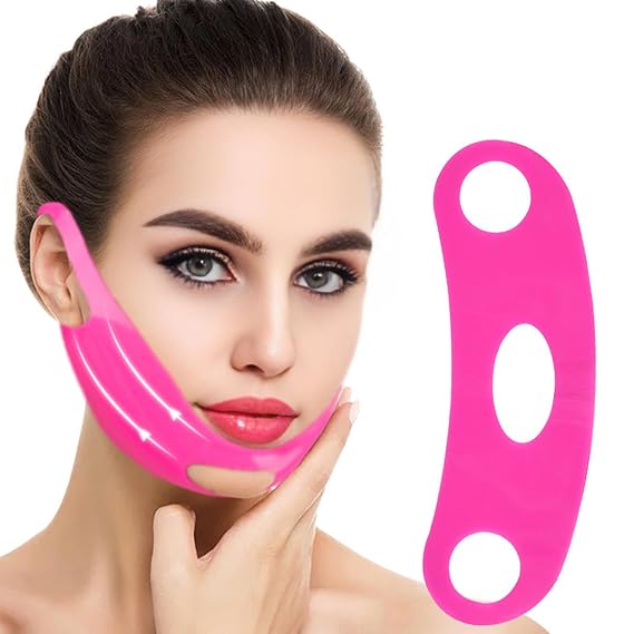 Face Lift V Line Chin Strap Reusable Double Chin Reducer Cheek Slimming Sleeping Face Tightening Band Soft Silicone Face Shaper Elastic Strap V-Line Mask Chin Up Mask V Shaped Face Mask Chin strap Pi