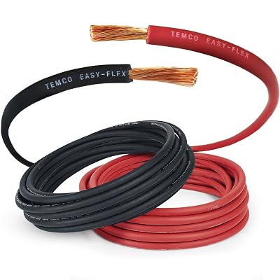 TEMCo 4 Gauge AWG 25 Ft Black  25 Ft Red Flexible Pure Copper Made in USA Welding Cable Battery Wire - Heavy Duty Solar, Inverter, Car, RV, Truck