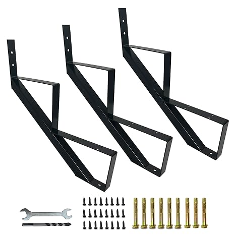 2 Step Metal Stair Step Steel Riser Stringers for 19.4" Height Deck, 3Packs