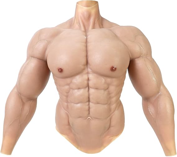 SMITIZEN Smtizen Silicone Muscle Suit Upgraded Male Chest with Arms Artificial Abs Realistic Fake Muscle Top Costume Cosplay Halloween Carnival