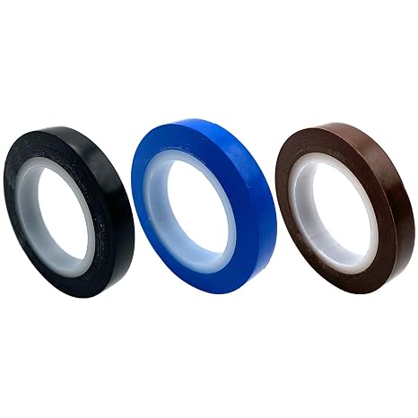 Medikrebs Tape for Surgical Instruments Identification Marking Autoclave Tape 200'' L x 0.25'' W 3M (3 Rolls (Bue, Black, Brown))