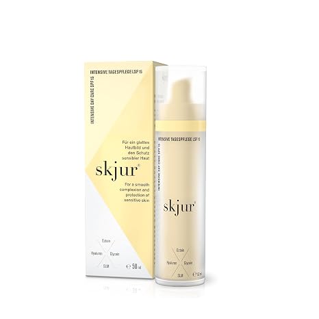 Skjur Intensive Day Cream with SPF 15 - Moisturiser Face Care - Women's Face Cream - Face Care with Ectoin Glycoin Hyaluron SLM & Zinc Oxide - Day Cream Face - Vegan Skincare (50 ml)