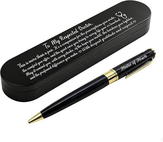 ABNTY Doctor Gifts from Patients, Sentimental Appreciation Doctor Keepsake Gift, Custom Engraved Ballpoint Pen with Metal Case