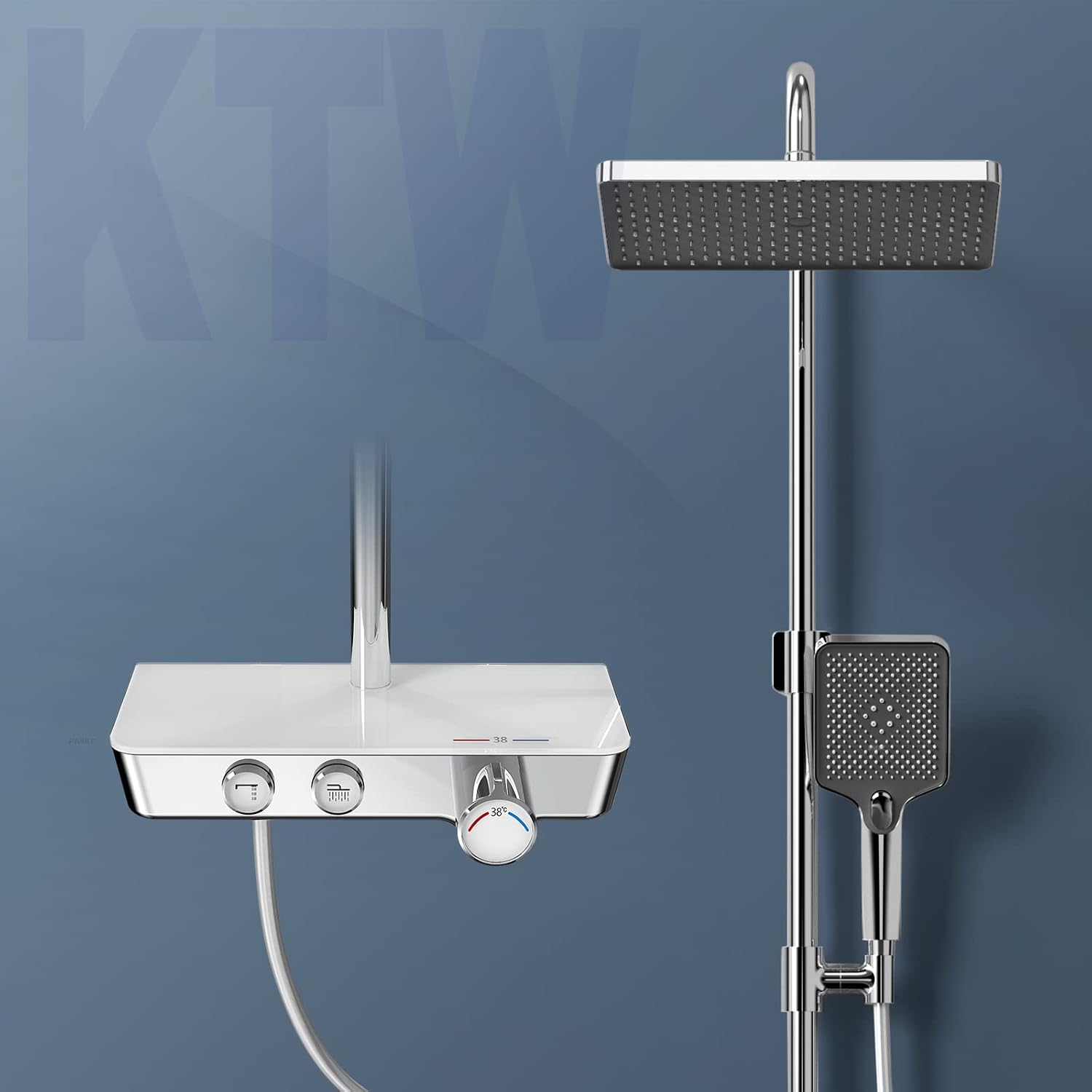 emke shower set with thermostat shower system shower rain shower set hand shower with 3 jet strengths shower column set with glass shelf certify chrome
