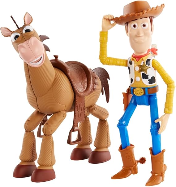 Mattel Disney and Pixar's Toy Story 4 Woody and Bullseye 2-Character Pack, Movie-inspired Relative-Scale for Storytelling Play
