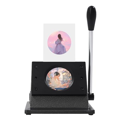 Graphic Punch Die Cutter, 2.28 Inches/ 58 mm Manual Circle Die Cutting Machine Button Paper Cutter Circle Punch for DIY Button Making Cardstocks Cutting, Badge