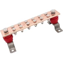 Wall Mounted Copper Ground Bar Kit, with 12 Terminal Positions,Copper Grounding Busbar Bar (.24"x 1.97"x 9.8") Kit