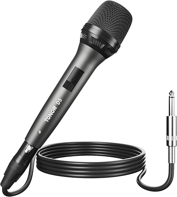 TONOR Professional Vocal Microphone for Singing, Dynamic Wired Karaoke Mic | Handheld Cardioid Microfono with 450 cm/157inch XLR to 1/4" Cable, for Speakers, Studio Mixer, Amp, for Speech, Party, D5