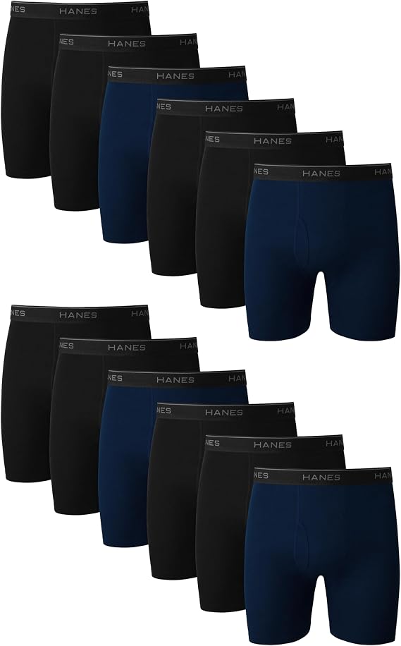 Hanes mens Underwear Boxer Briefs Pack, Cool & Breathable Cotton Moisture-wicking Underwear for Men, No Ride Up